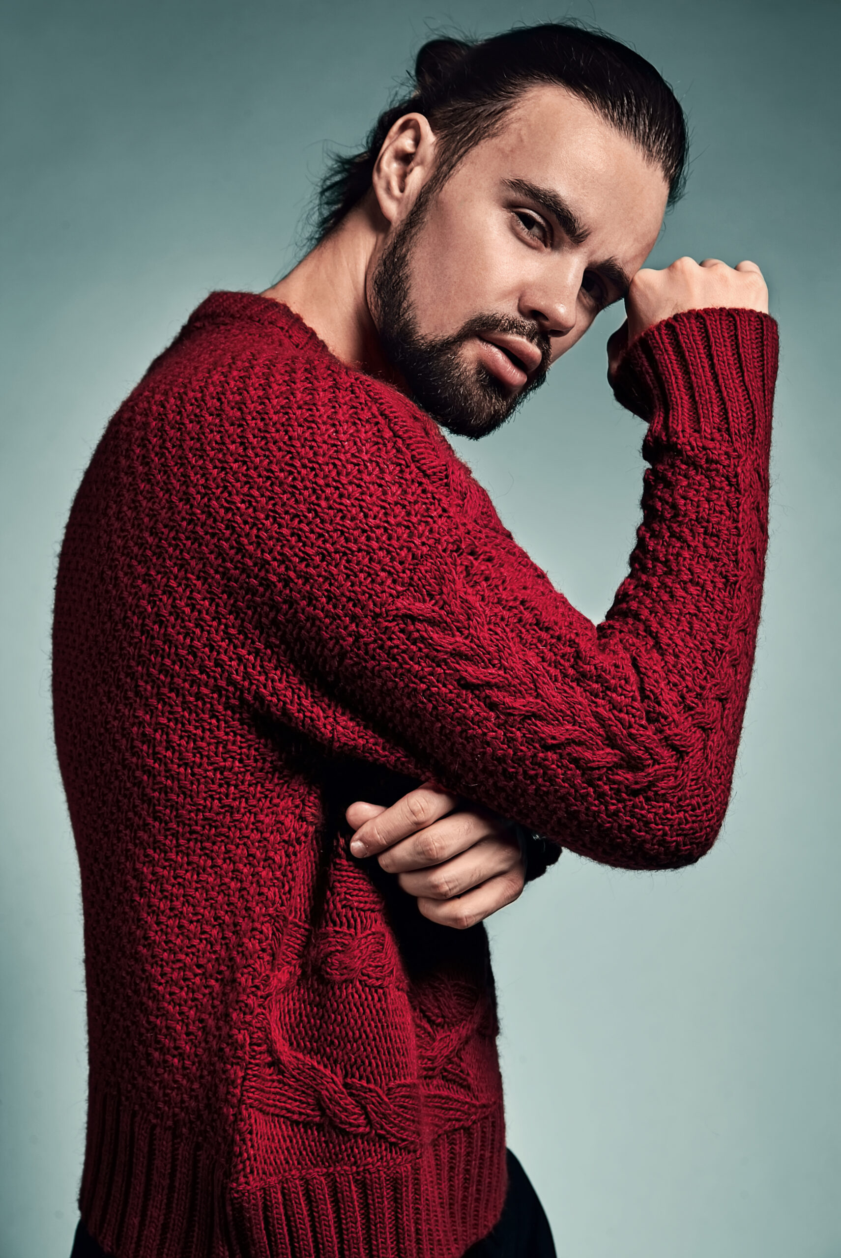 Sweter męski czerwony