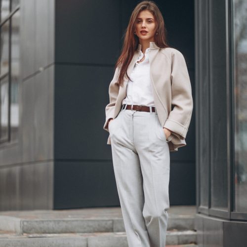 Beautiful woman outside the street